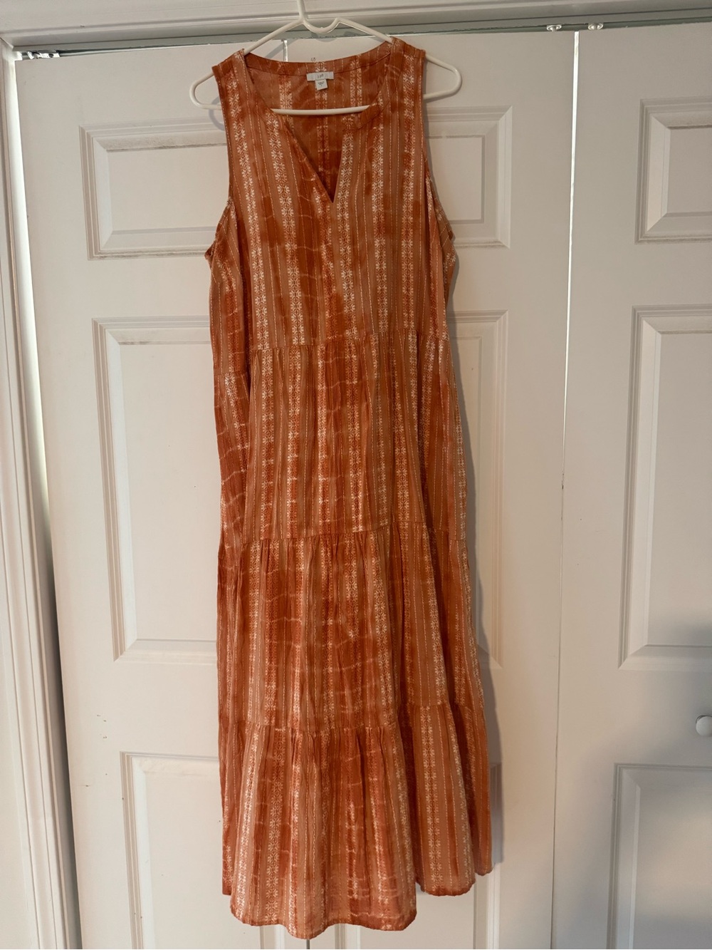 J. Jill Rust Orange Sleeveless Tiered Maxi Dress